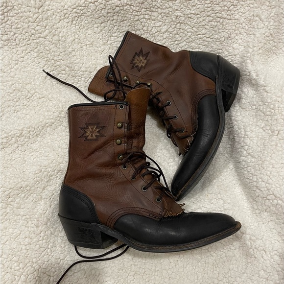 Vintage Abilene Western Lace Up Kiltie Boots - Picture 4 of 15